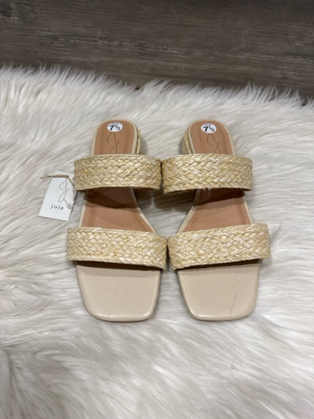 JOIE Nikia Natural Raffia Double-Strap Slide Sandals - Natural